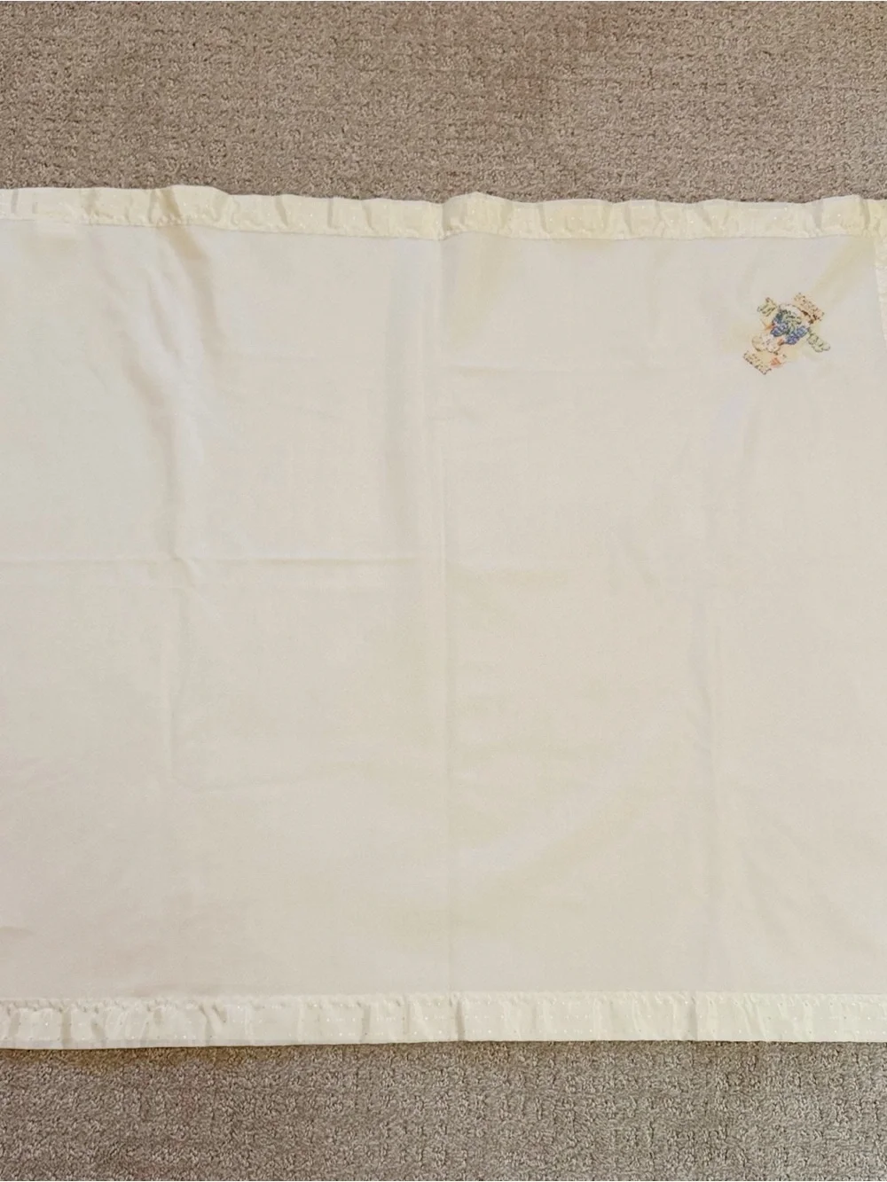 Vintage Quiltex Beatrix Potter Peter Rabbit Baby Receiving Blanket Satin Trim